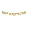 100 Years Loved Banner, Gold Glitter Happy 100th Birthday Party Decorations view 1
