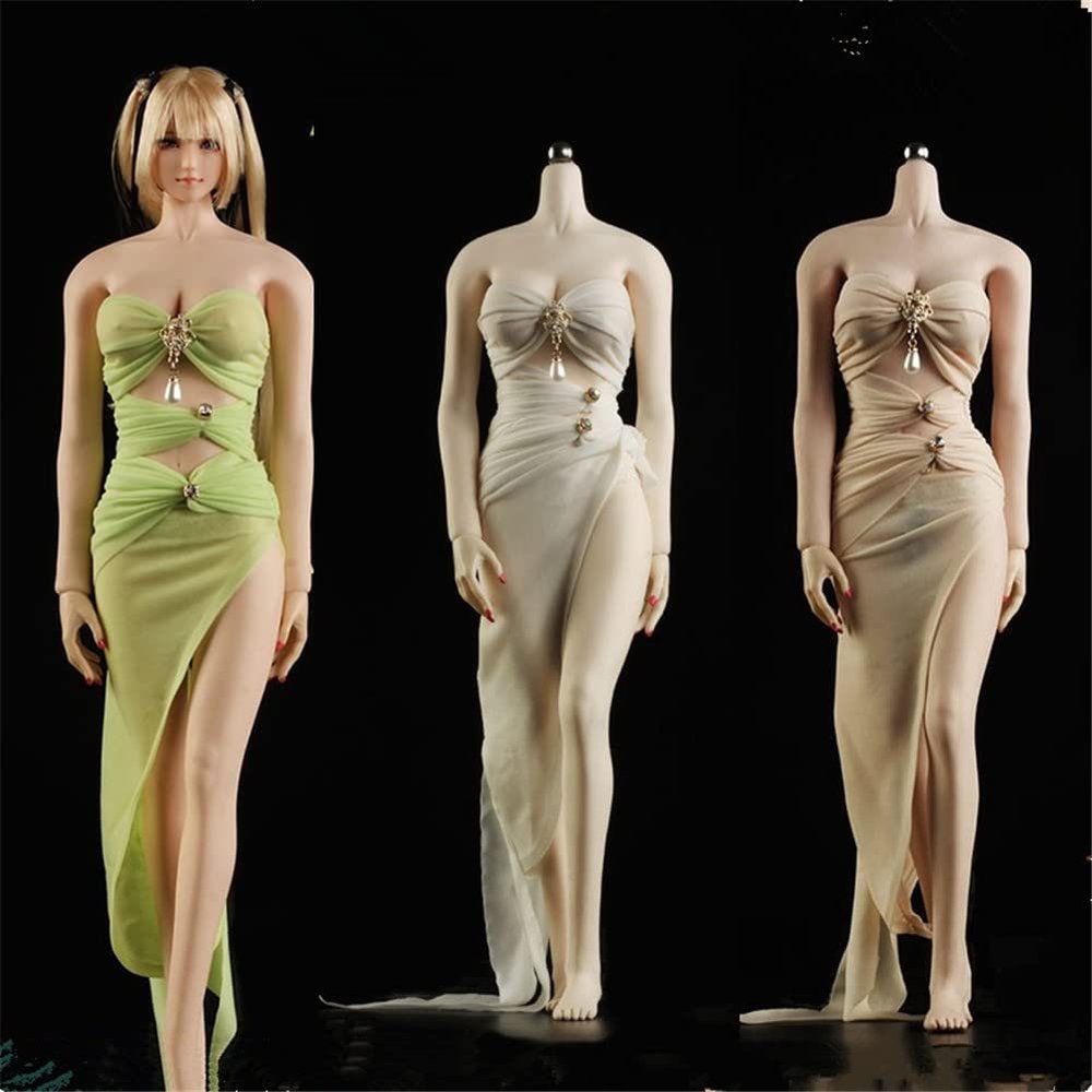 1/6 Scale Female Clothes, Female Long Skirt with Strapless Ribbon Clothing for 12inch Seamless Action Figure Body Doll (JO21X-46 Skin)