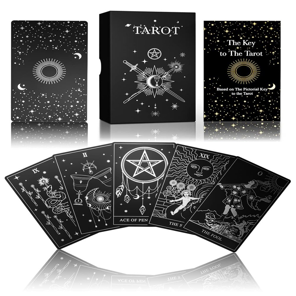 WJPC Silver Foil Tarot Cards with Guide Book Set&Gift Box for Beginner& Expert. Original Design Tarot Decks, Tarot Cards Decks