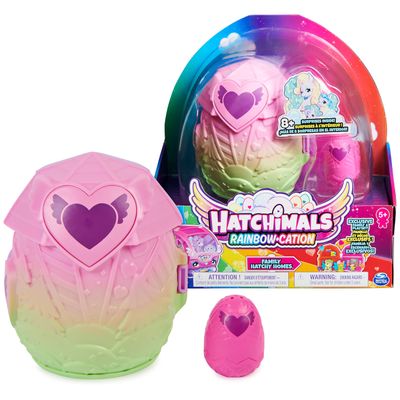 HATCHIMALS CollEGGtibles, Rainbow-Cation Family Hatchy Home Playset with 3 Characters and up to 3 Surprise Babies (Style May Vary), Kids Toys for Girls
