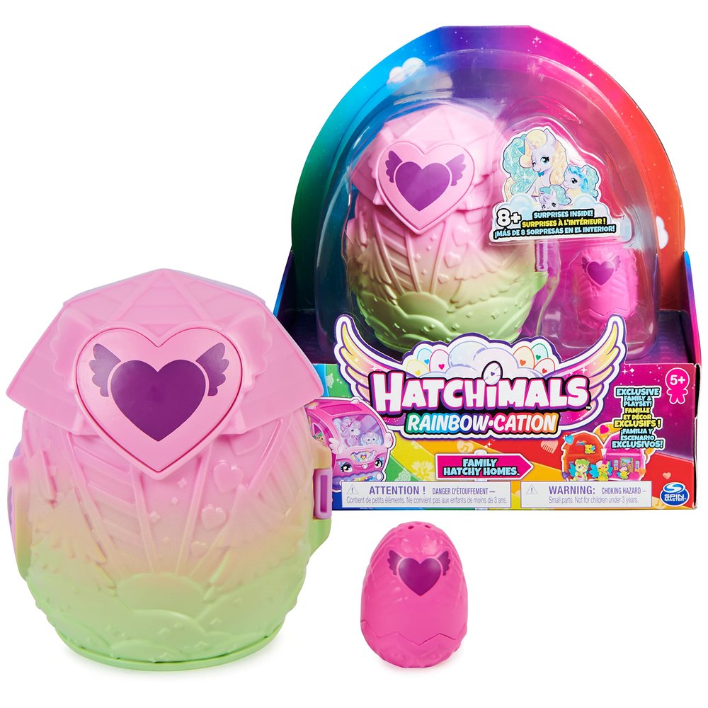 HATCHIMALS CollEGGtibles, Rainbow-Cation Family Hatchy Home Playset with 3 Characters and up to 3 Surprise Babies (Style May Vary), Kids Toys for Girls