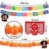 18 Pcs Day of The Dead Party Banners Day of The Dead Party Decorations Dia De Los Muertos Day of The Dead Decor with 24 Pcs Monarch Butterfly 3 Artificial Marigold Flowers Garland for Diwali Decor view 2