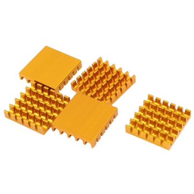 Ruilogod 5 Pcs Gold Tone Aluminum Radiator Heat Sink Heatsink 22mm x 22mm x 5mm (id: c01 02b bc0 d6f ac8