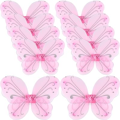 Chivao 10 Pieces Fairy Wings Butterfly Wings Wedding Decoration Costume Birthday Christmas Holloween Party Favors for Boys Girls(Pink)