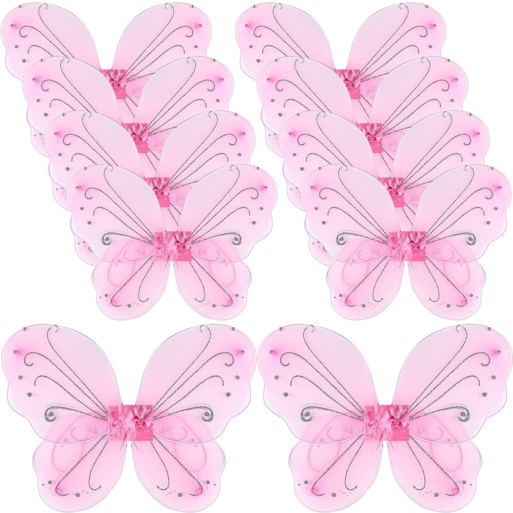 Chivao 10 Pieces Fairy Wings Butterfly Wings Wedding Decoration Costume Birthday Christmas Holloween Party Favors for Boys Girls(Pink)