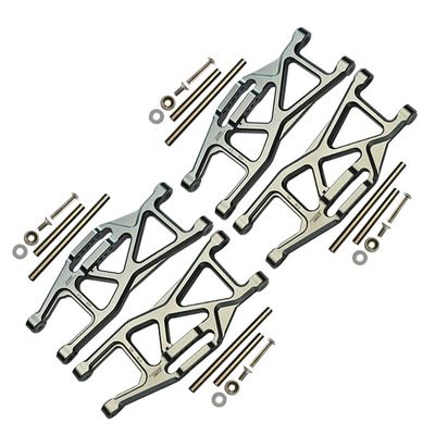 Aluminum Front And Rear Lower Arms For Traxxas 1/10 Maxx With WideMAXX Monster Truck 89086-4 - 28Pc Set Gray Silver