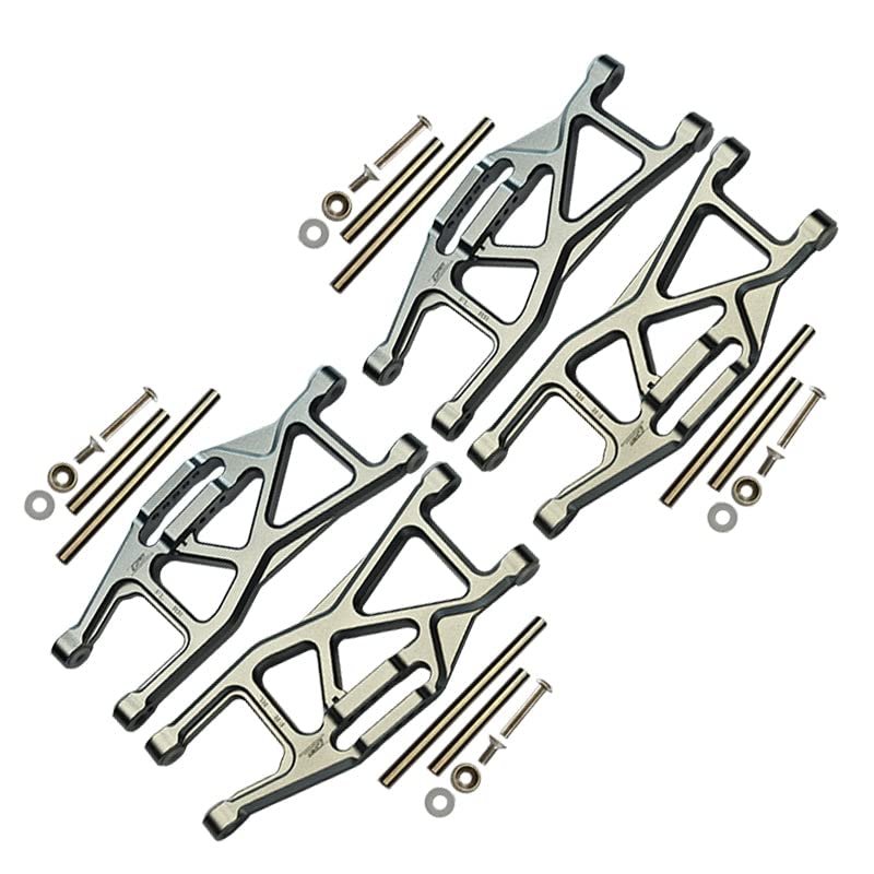 Aluminum Front And Rear Lower Arms For Traxxas 1/10 Maxx With WideMAXX Monster Truck 89086-4 - 28Pc Set Gray Silver