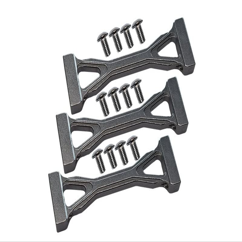 Aluminum Middle Chassis Mount with Screws For Tamiya 1/14 Trucks (for King Haule/Globe Liner/Ford Aeromax) - 3Pc Set Gray Silver