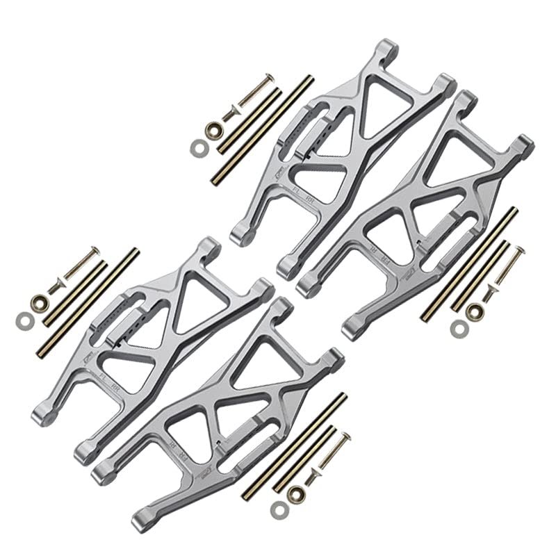 Aluminum Front And Rear Lower Arms For Traxxas 1/10 Maxx With WideMAXX Monster Truck 89086-4 - 28Pc Set Silver