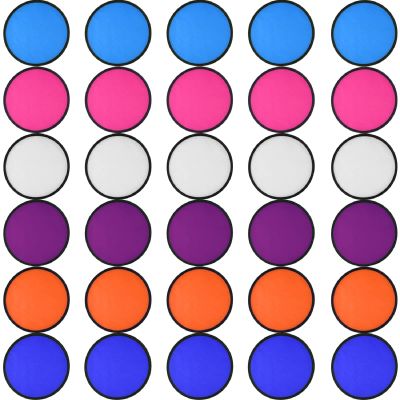 Mototo 30 Pieces Foldable Flying Disc Fans with Bag Folding Pocket Toy Set for Kids Fun Birthday Party Favors Summer Outdoor Activity Game Halloween Christmas, 6 Colors (Colorful 2)