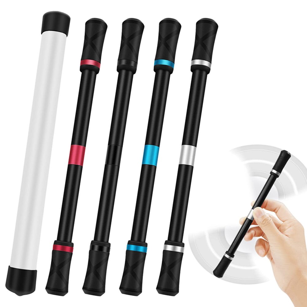 AYXXZJD 4 Pieces Pen Spinning Spinner Gaming Pen Spinning Mod Gaming Flying Finger Rotating for Adults Office Supplies with Instruction Manual (SilverBlack, Red, Blue