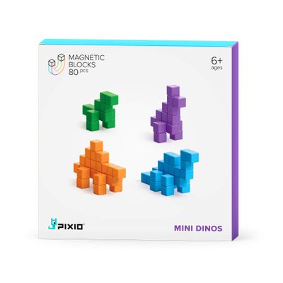 Bizak Pixio Mini Dinos, create your Jurassic park with its 80 magnetic cubes, combine your colors as you like, easy and fast, recommended for children from 6 years old