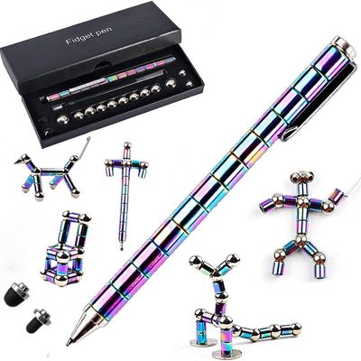 AYXXZJD Decompression Magnetic Metal Toy Pen,Multifunctional Deformable Capacities Touch Screen Ballpoint PenIntellectual Learning and Stress Reduction Gifts for Family or Friends.(Rainbow)