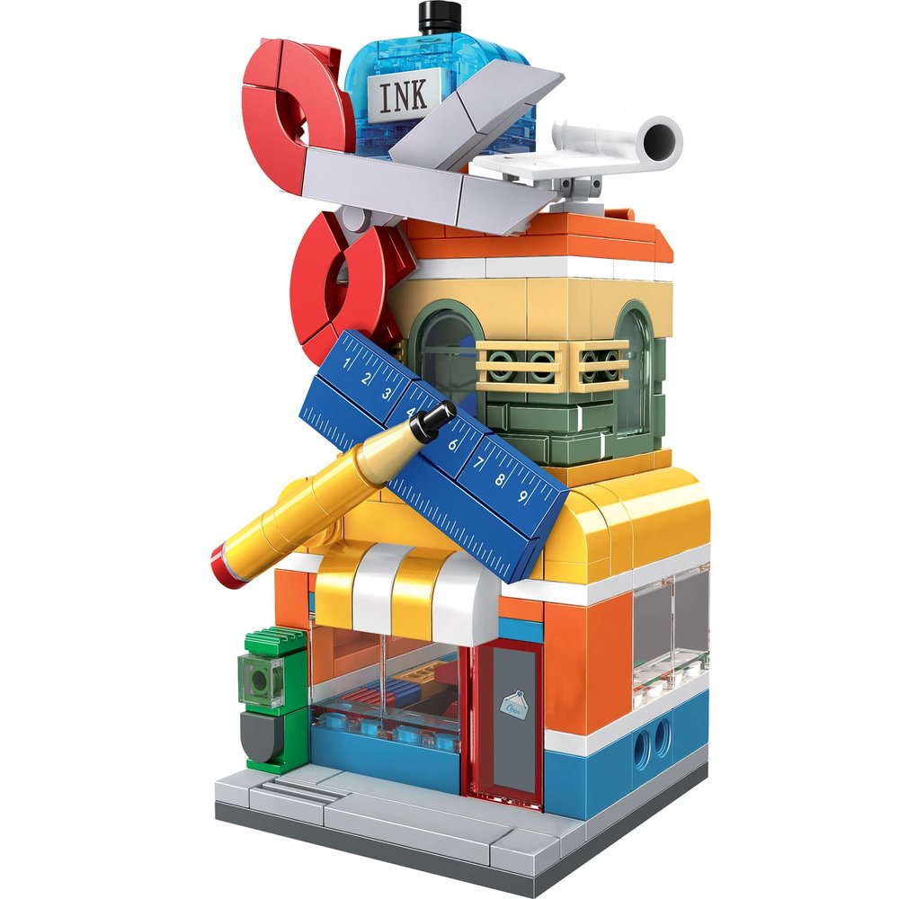 Brick Loot Exclusive Mini City Art School Supply Store Custom Designed Model Building Kit Creative Educational Toy for Kids & Adults