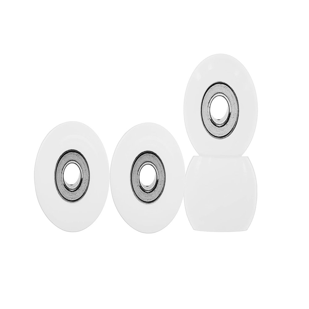 Teak Tuning Eco 85D CNC Poly Fingerboard Wheels - Rounded Shape, 7.5mm Dia., 5mm Wide - White Colorway