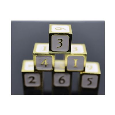 6 piece Metal D6s - White and Gold
