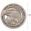 American Bald Eagle Challenge Coin, Satin Silver-Plated Christian Pocket Token, Isaiah 40:31 Bible Study Supplies for Men, Religious Worry & EDC Coins for Police & Military Veterans view 3