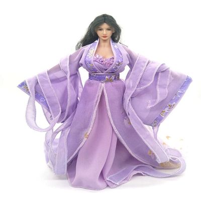 1/6 Scale Female Clothes, Chinese Ancient Dress Costume Purple Han Clothing for 12inches Female Action Figure Body Doll (Purple)