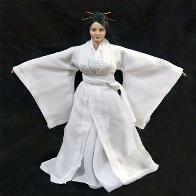 1/6 Scale Female Clothes, Chinese Ancient Dress Costume White Han Clothing for 12inches Female Action Figure Body Doll (White 3)