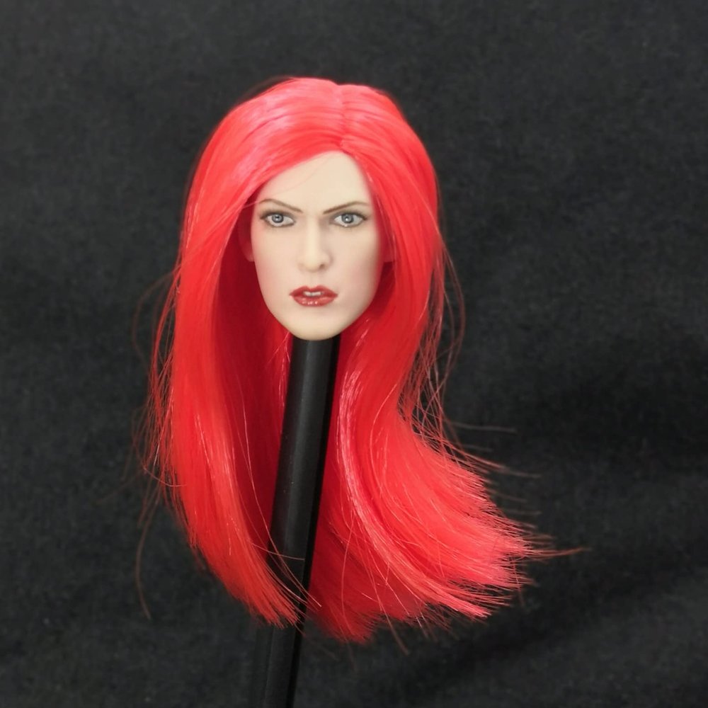 1/6 Scale Female Head Sculpt, European Girl Alice Pale Skin Red Hair Head Carved for 12inches Soldier Action Figure Body Doll