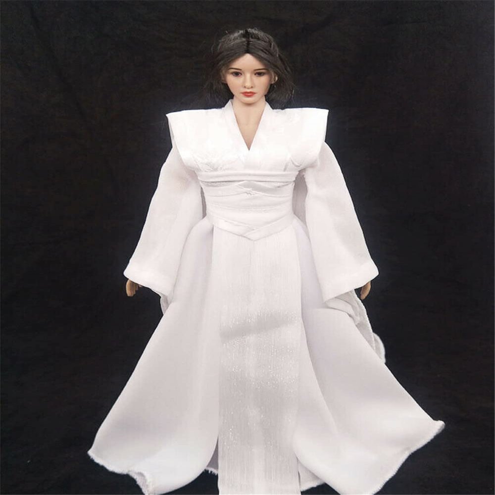 1/6 Scale Female Clothes, Chinese Ancient Dress Costume White Han Clothing for 12inches Female Action Figure Body Doll (White 2)