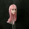 1/6 Scale Female Head Sculpt, Pale Skin Anime Girl Pink Hair Head Carved for 12inches Action Figure Body Doll view 3