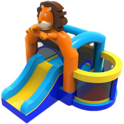 JOYGOOD Inflatable Bounce House with Blower Cartoon Lion Outdoor Inflatable Bouncers, Large Park Animal Slides, Home Playground Trampoline (Color : Colour, Size : 10.5 ft)
