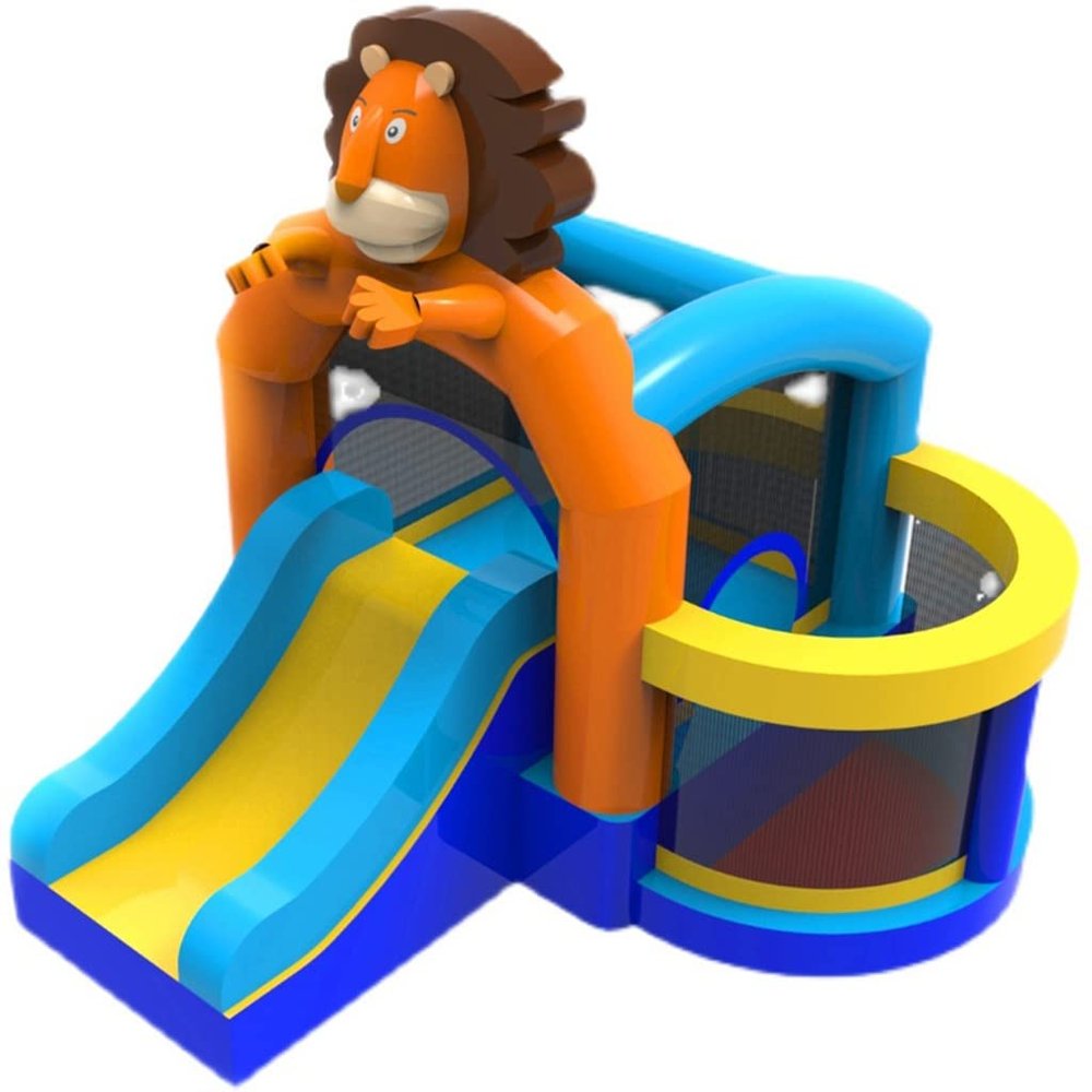 JOYGOOD Inflatable Bounce House with Blower Cartoon Lion Outdoor Inflatable Bouncers, Large Park Animal Slides, Home Playground Trampoline (Color : Colour, Size : 10.5 ft)