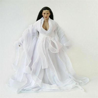 1/6 Scale Female Clothes, Chinese Ancient Dress Costume White Han Clothing for 12inches Female Action Figure Body Doll (White 1)