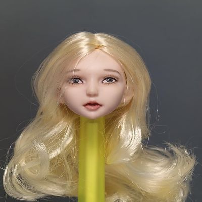 1/6 Scale Female Head Sculpt, Pale Skin Loli Girl Blonde Hair Head Carved for 12inches Action Figure Body Doll