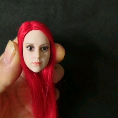 1/6 Scale Female Head Sculpt, Pale Skin Anime Girl Red Hair Head Carved for 12inches Action Figure Body Doll