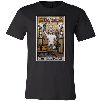 The Magician Tarot Card Shirt - Mad Scientist Dr Frankenstein - Terror Tarot Edition (as1, Alpha, 5X_l, Regular, Regular, Unisex_5XL) Black