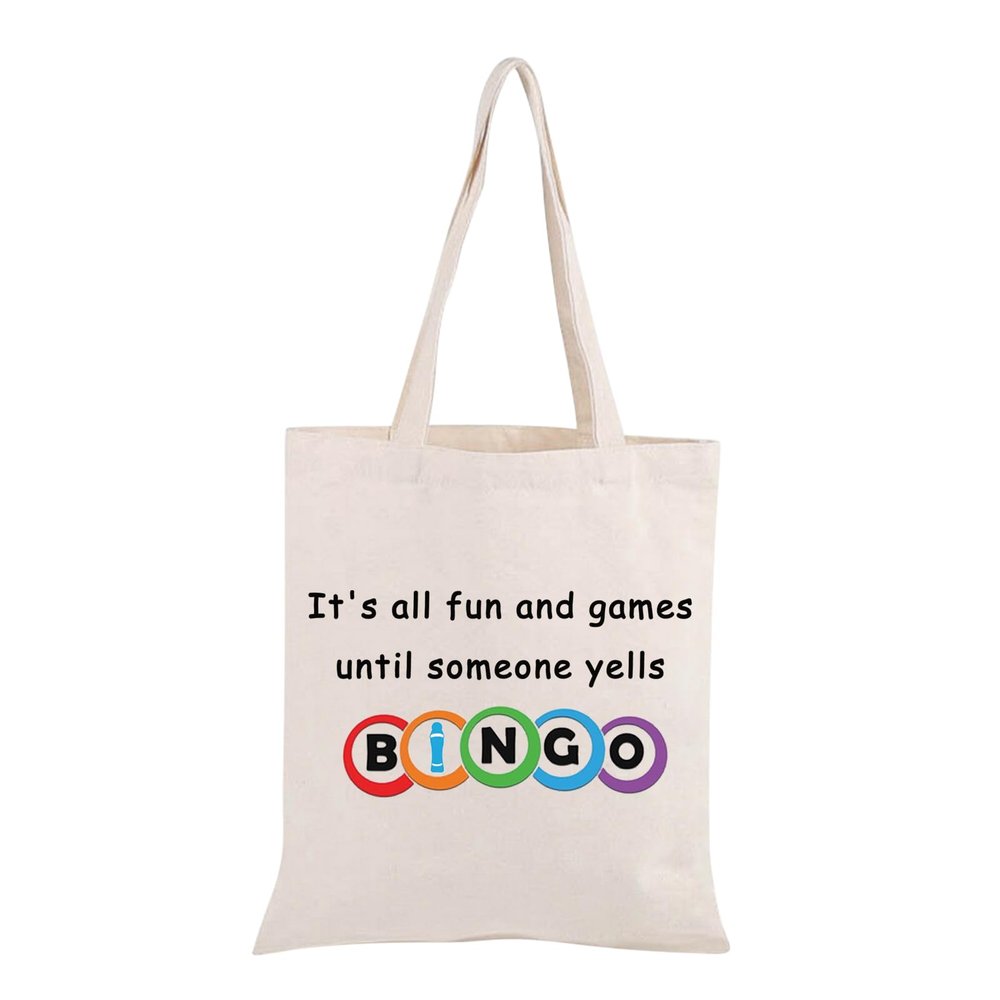 MNIGIU Bingo Lover Gambler Gift Bingo Makeup Bag It's All Fun And Games Until Someone Yells Bingo Cosmetic Bag Organizer Pouch Bingo Player Gift (yell bingo tote bag)