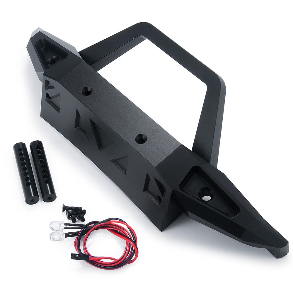 RC-Hub Metal Front Rear Bumper with LED Light for 1/6 Axial SCX6 AXI05000 JLU RC Crawler Car (Front)