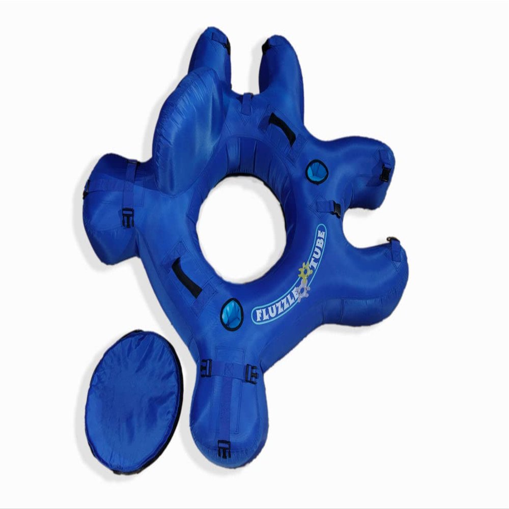 Fluzzle Tube River Pro Inflatable Water Tube with Backrest & Cup Holders | Connectable Float Chair for Beach, Swimming, Pool, Lake Fun | Removable Solid Bottom for Ultimate Comfort (Blue)
