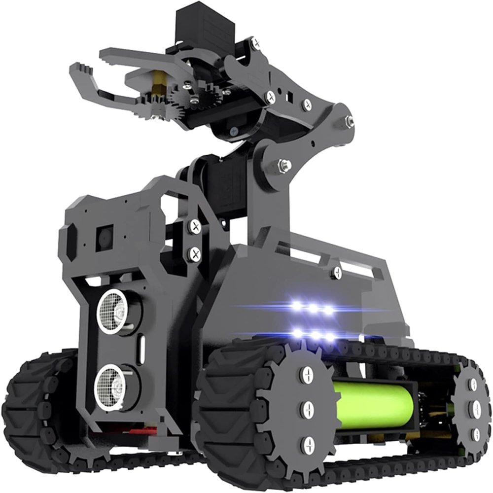 Adeept RaspTank Smart Robot Kit Compatible with Raspberry Pi 4 3 Model B+ B OpenCV Tank 4-DOF Robotics DIY Coding Building Projects Robots for Adults STEM Educational Programming Gift Robotic Arm