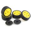 R.S 4PCS 65mm Rubber Tires Plastic Wheel Rim for 1/10 RC Rally Car HPI Tamiya Kyosho WRC Claw 43 Ken Block Fiesta XV01 TT02, Yellow view 1