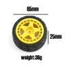 R.S 4PCS 65mm Rubber Tires Plastic Wheel Rim for 1/10 RC Rally Car HPI Tamiya Kyosho WRC Claw 43 Ken Block Fiesta XV01 TT02, Yellow view 2