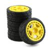 R.S 4PCS 65mm Rubber Tires Plastic Wheel Rim for 1/10 RC Rally Car HPI Tamiya Kyosho WRC Claw 43 Ken Block Fiesta XV01 TT02, Yellow view 4