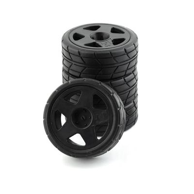 R.S 4PCS 65mm Rubber Tires Plastic Wheel Rim for 1/10 RC Rally Car HPI Tamiya Kyosho WRC Claw 43 Ken Block Fiesta XV01 TT02, Black a