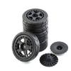 R.S 4PCS 65mm Rubber Tires Plastic Wheel Rim for 1/10 RC Rally Car HPI Tamiya Kyosho WRC Claw 43 Ken Block Fiesta XV01 TT02, Black B view 1