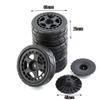 R.S 4PCS 65mm Rubber Tires Plastic Wheel Rim for 1/10 RC Rally Car HPI Tamiya Kyosho WRC Claw 43 Ken Block Fiesta XV01 TT02, Black B view 2