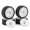 R.S 4PCS 65mm Rubber Tires Plastic Wheel Rim for 1/10 RC Rally Car HPI Tamiya Kyosho WRC Claw 43 Ken Block Fiesta XV01 TT02, White view 1