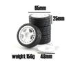 R.S 4PCS 65mm Rubber Tires Plastic Wheel Rim for 1/10 RC Rally Car HPI Tamiya Kyosho WRC Claw 43 Ken Block Fiesta XV01 TT02, White view 2
