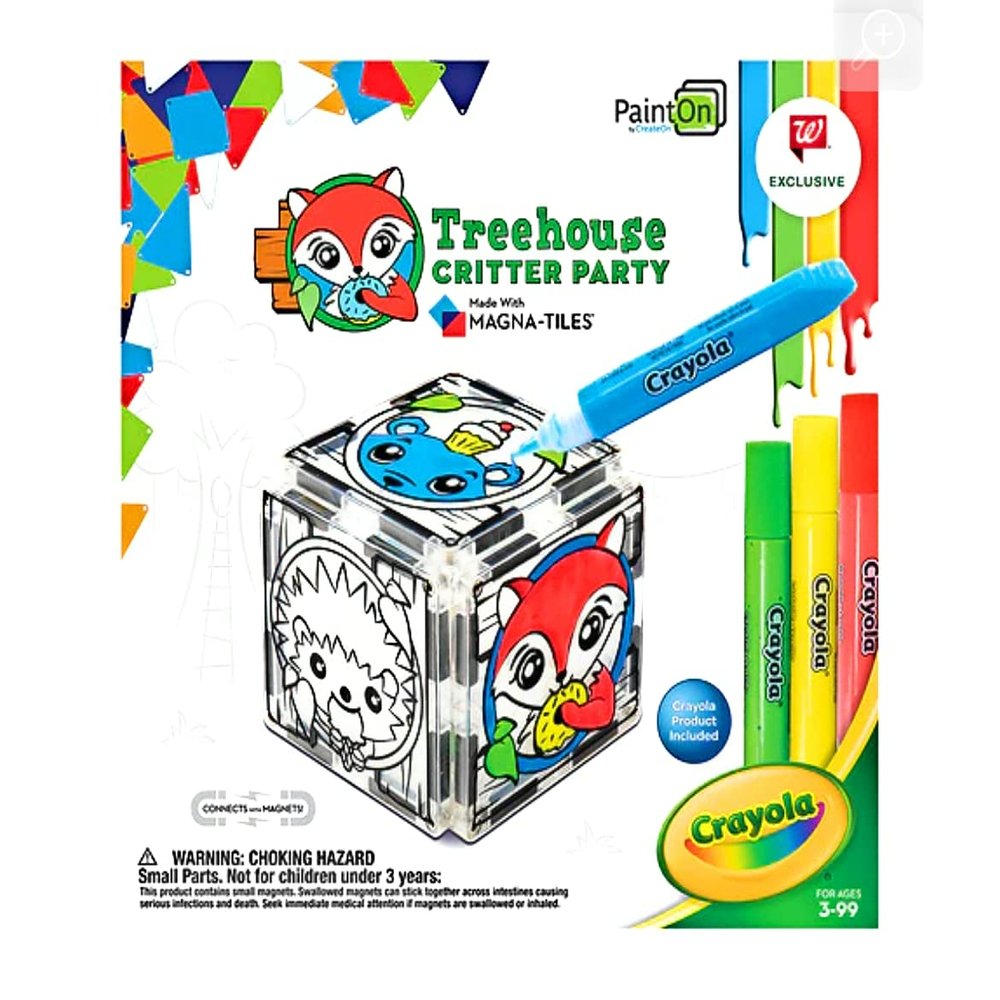 CreateOn Magna-Tiles Paint On with Crayola Treehouse Critter Party Craft Build