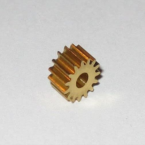 Replacement for Brass 15 Tooth Gear for 2.3 mm Shafts - 15T - 2.3mm - 6.6 mm OD Pinion Gear