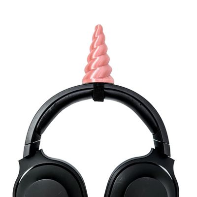 BeamTeam3D Unicorn Horn Headphone Attachment - Headset Ears with Self Fastener - Small or Large Unicorn Horn for Headphones for Gamers and Streamers (Small, Rose Gold)