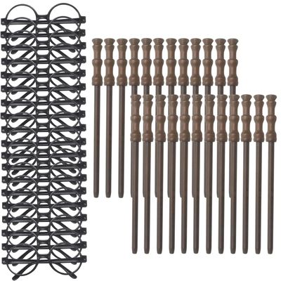 Party Supplies -24pcs Wand Pencil, 24pcs Black Glasses with Round Frame No Lenses for School , Birthday , Cosplay Decor, Halloween (48pcs all)