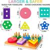 HELLOWOOD Wooden Sorting & Stacking Toys, Montessori Toys for 1 2 3 Years Old Toddlers, Shape Sorter Puzzles with 24-Piece Large Geometric Blocks & 12 Word Cards, Gift for 12+ Months Baby Boys Girls view 2