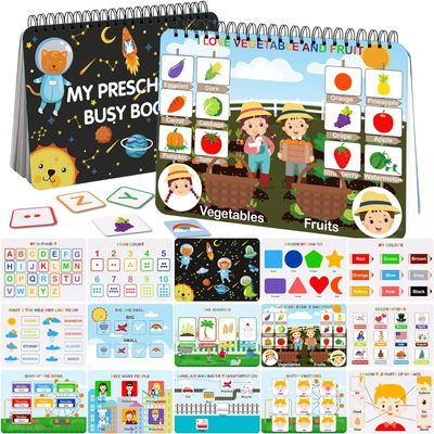 HAN-MM Busy Book for Toddlers 3-5, Preschool Busy Book 30 Themes Kids Binder and Early Learning Toys, Tracing Coloring Books for Kids Ages 4-8, Montessori Books for Toddlers, Christmas Birthday Gifts